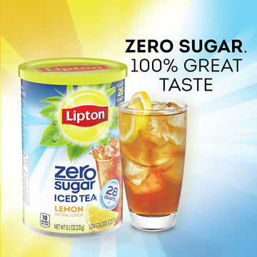 Lipton Zero Sugar Lemon Iced Tea Mix, Low Calorie, 8.1 oz (Pack of 6) - Makes 28 Quarts, Health & Wellness Beverage