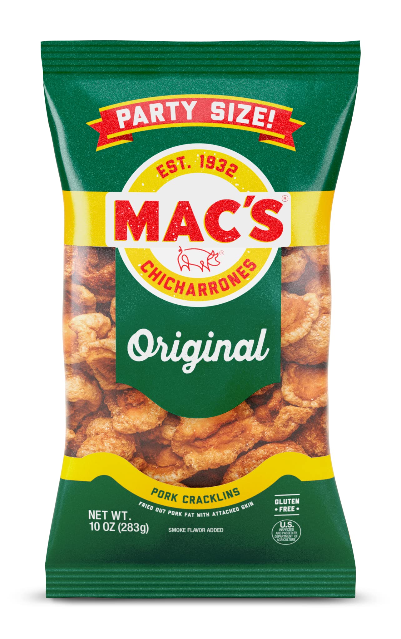 Macs Original Cracklins Zero Carb Pork Rind Snacks, 4 Pack of 10 Oz. Bags (10 Ounce, Pack of 12)
