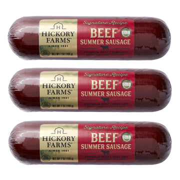 Hickory Farms Signature Beef Summer Sausage - 3 Pack | 100% Beef - Great for Charcuterie Boards | Award-Winning for Superior Tas