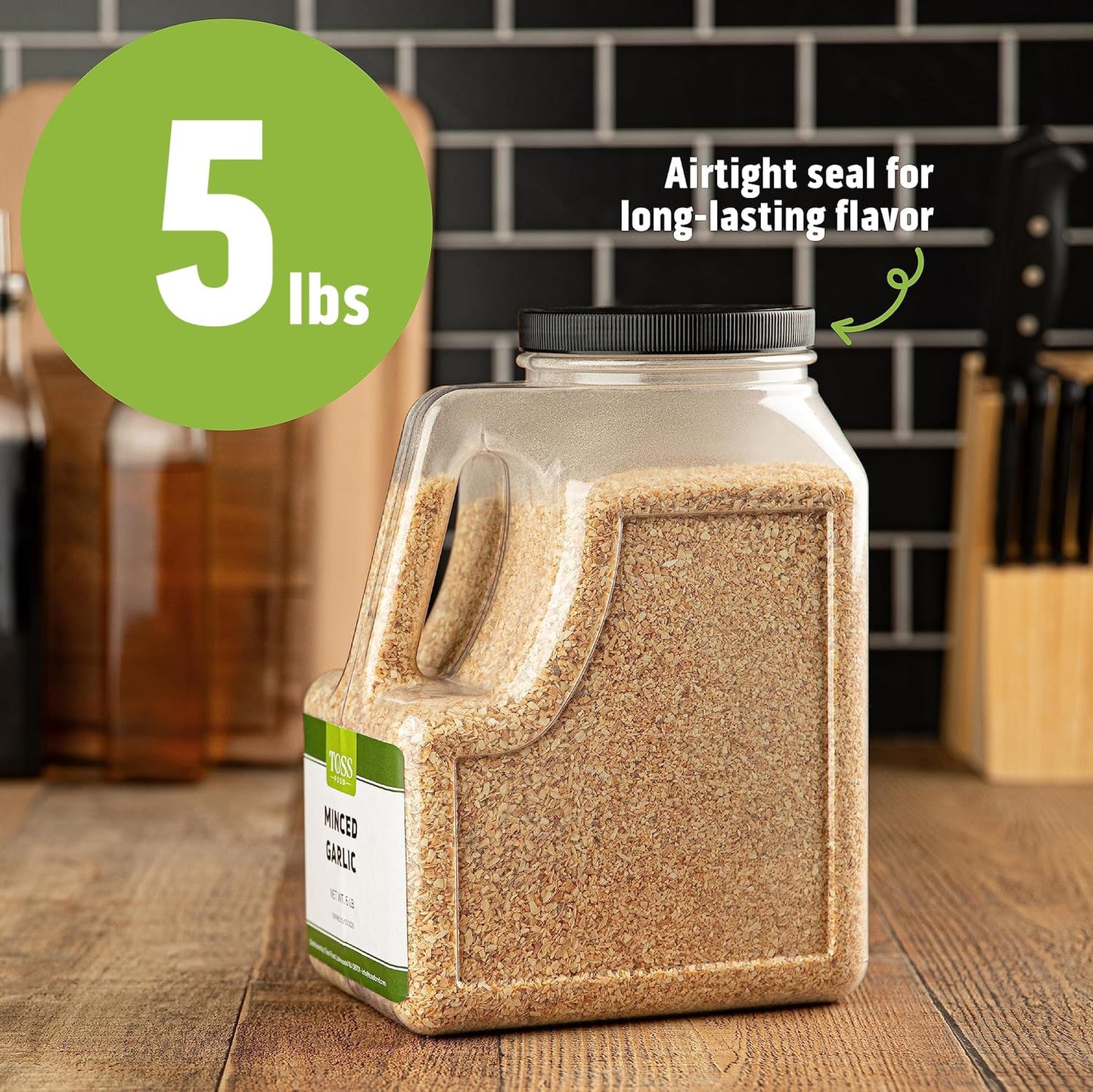 Minced Garlic Bulk 5 LB Dried Garlic Flakes Container,Ready-to-Use Seasonings for Cooking, Reduce Prep Work and Easily Add Flavo