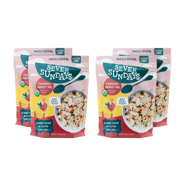 Seven Sundays Farmers Market Organic Almond Date Currant Muesli Cereal - 4 Count, 12 Oz Pouch - Certified Gluten Free Muesli - N