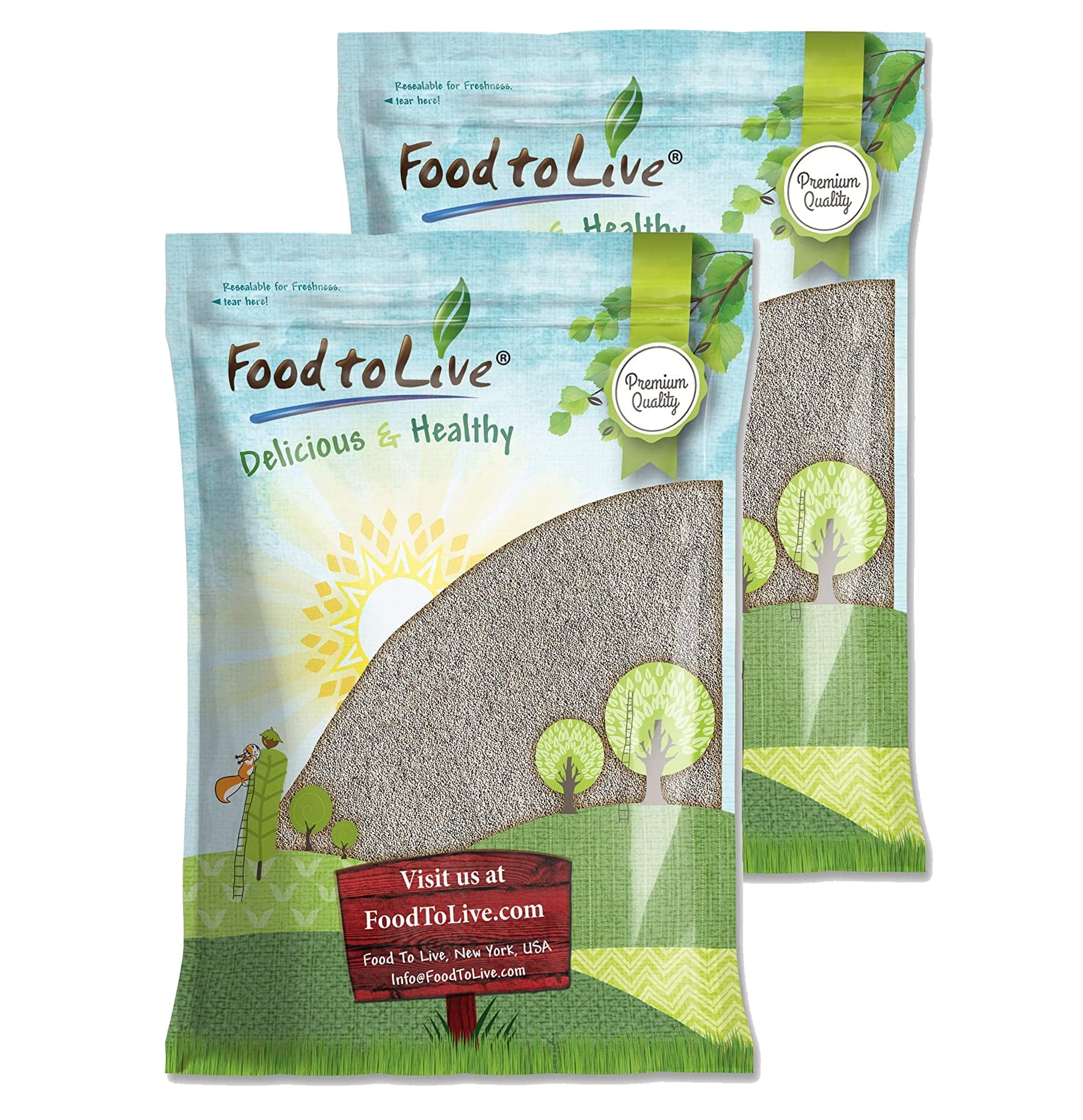 Food to Live White Chia Seeds, 20 Pounds - Whole, Raw, Kosher, Keto, Sirtfood, Vegan, Bulk. Rich in Omega 3, Omega 6, Fiber, Pro