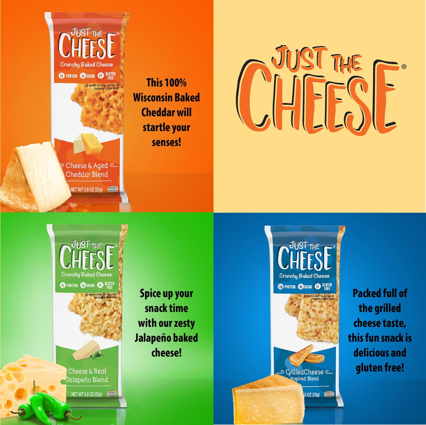 Just The Cheese Cheese Crisps | High Protein Baked Keto Snack | Made With 100% Real Cheese | Gluten Free | Low Carb Lifestyle |