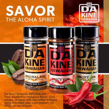Da Kine Hawaiian BBQ Dry Rub Seasoning Pack - Gluten-Free, Low Sodium, No MSG - 4 oz (Pack of 3)
