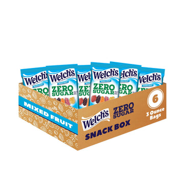 Welch s Zero Sugar Fruity Bites, Mixed Fruit Snack Box, Gluten Free & Sugar Free Snacks, 3oz Snack Packs (Pack of 6)