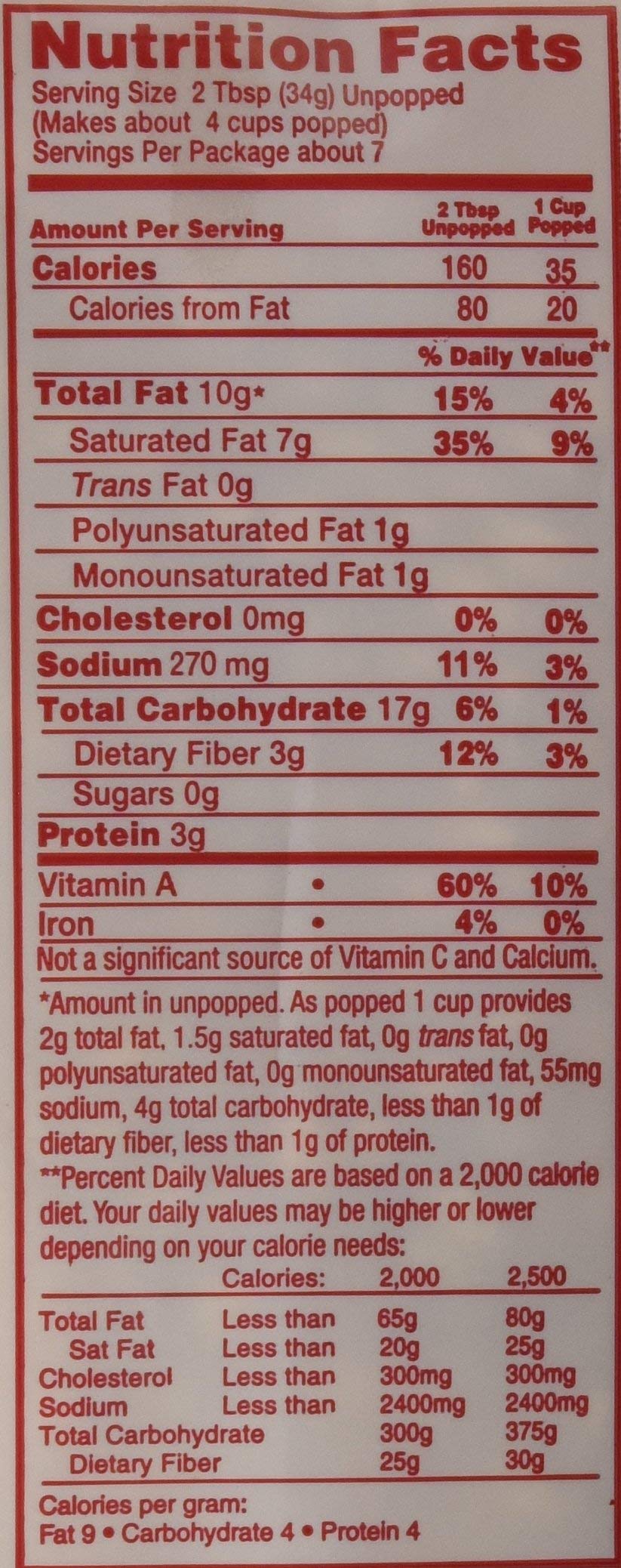 Gold Medal Popcorn Kit - Coconut Flavor, 8oz for 6oz Popper, 36 Count