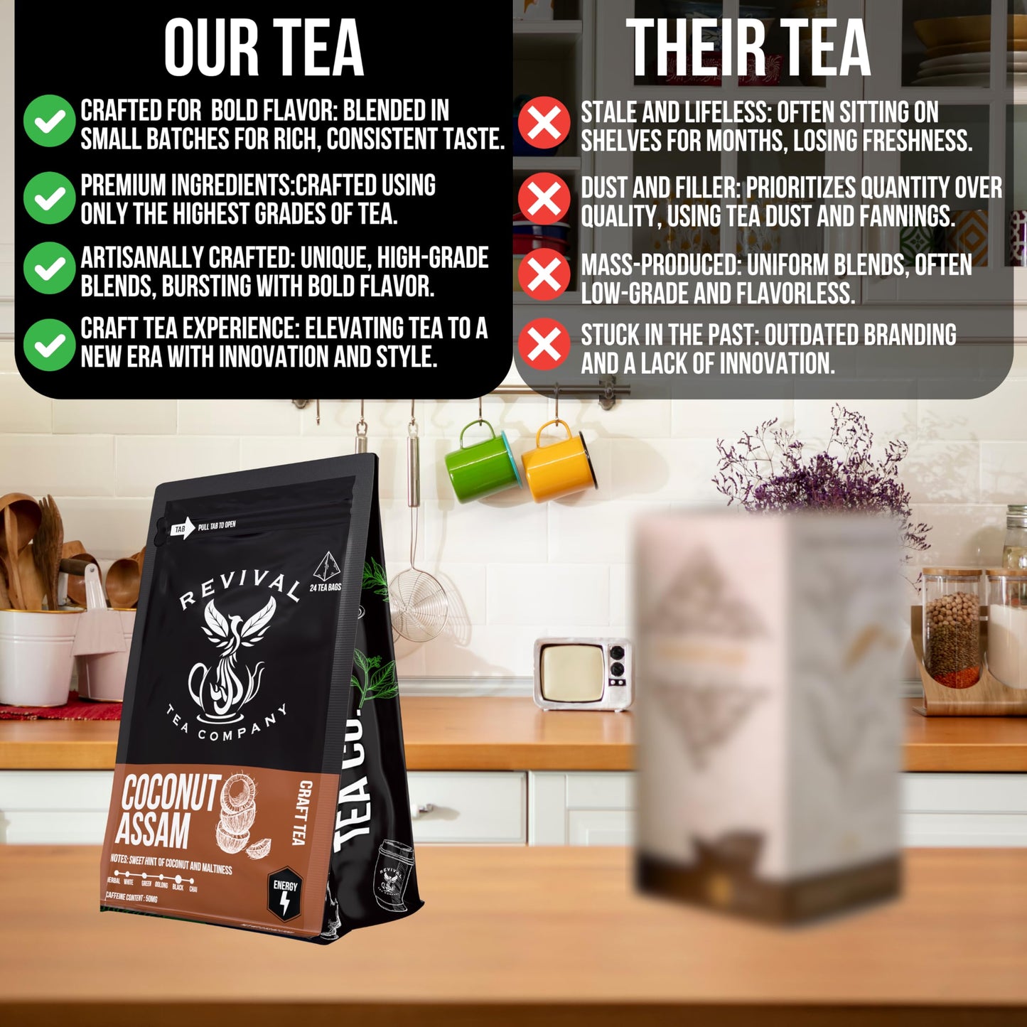 REVIVAL TEA COMPANY Coconut Assam Black Tea Blend - 24 Tea Bags