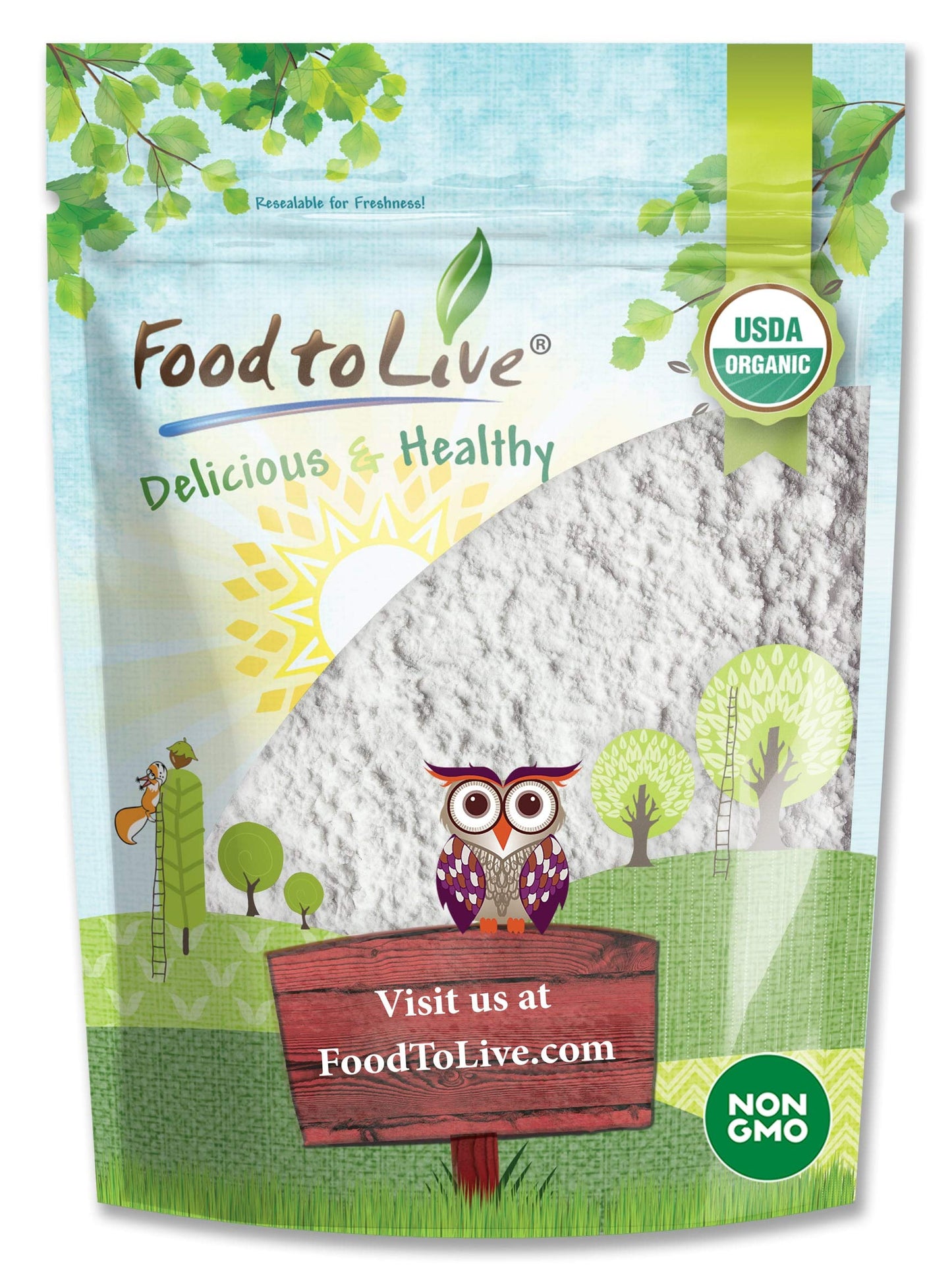 Food to Live Organic Potato Starch, 2 Pounds - Unmodified Powder, Non-GMO, Pure Flour, Kosher, Vegan, Bulk, Great for Cooking, B