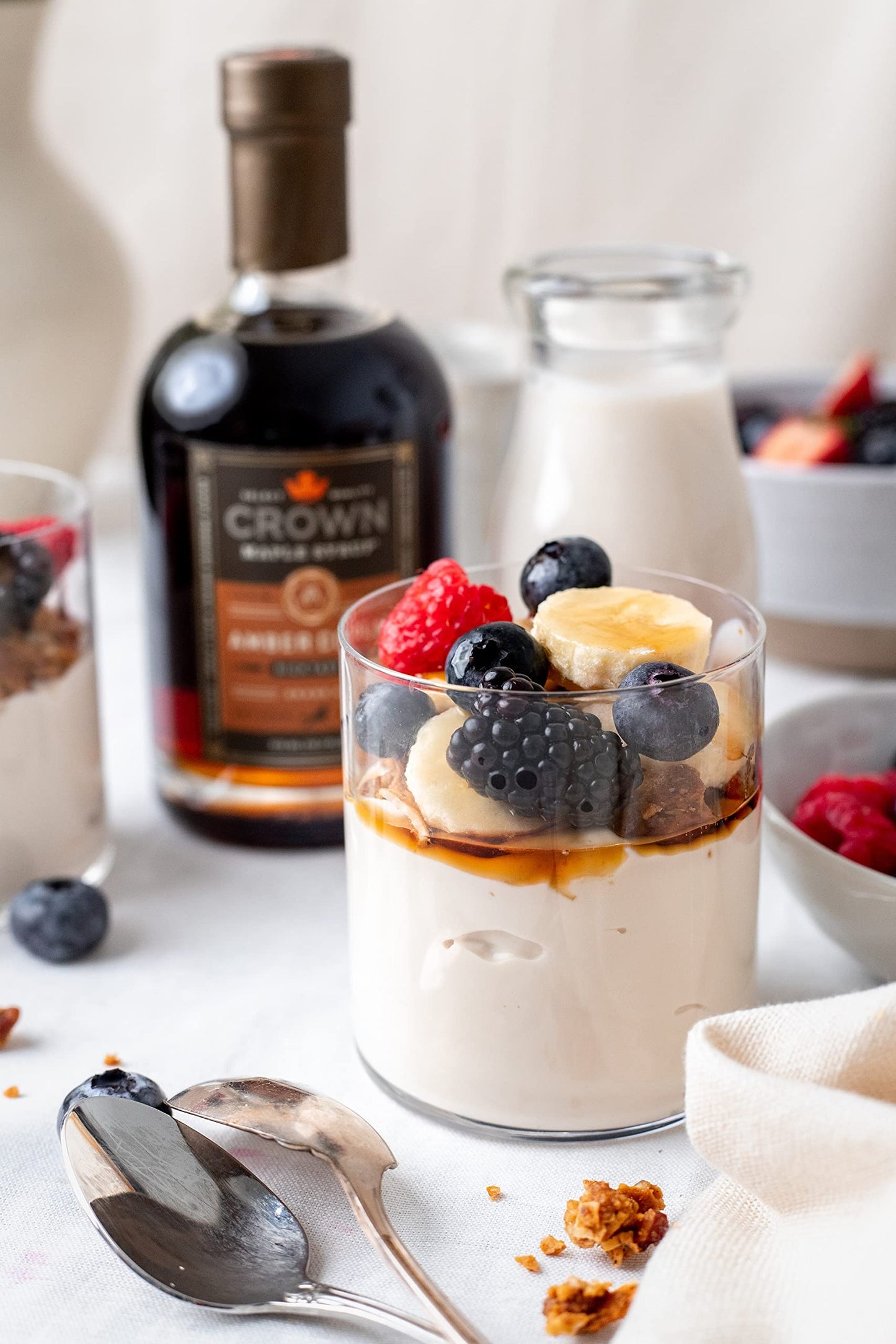 Crown Maple Organic Maple Syrup, Amber Color, 12.7 Fl Oz, Ideal for Marinades, Cocktails, Pancakes, and More