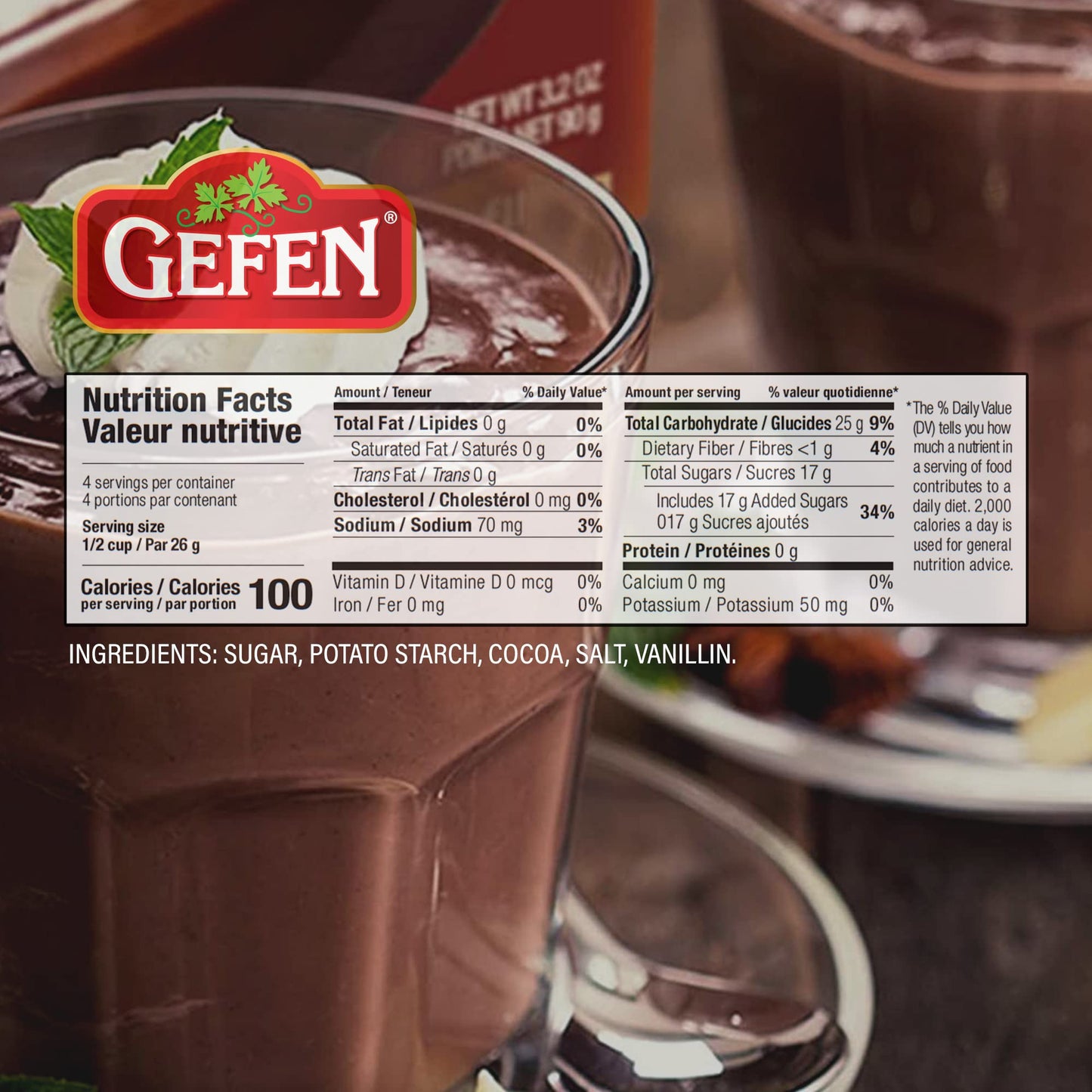 Gefen Creamy Chocolate Pudding and Pie Filling Mix, 3.75oz (3Pack) | Kosher for Passover, Rich & Creamy, Easy to Prepare