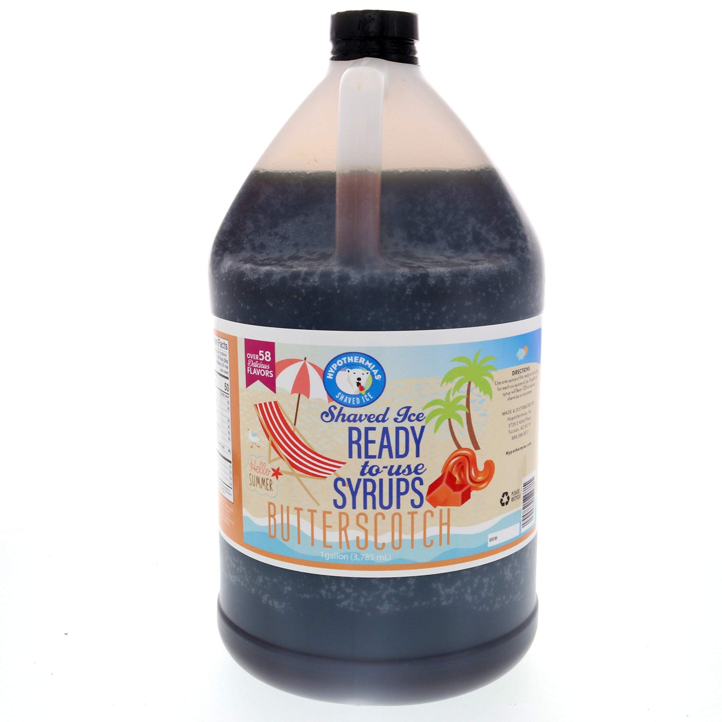 Hypothermias Butterscotch Ready to Use Gallon (128 Fl. Oz) Hawaiian Snow Cone Flavors Syrup - Shaved Ice, 100% Pure Cane Sugar