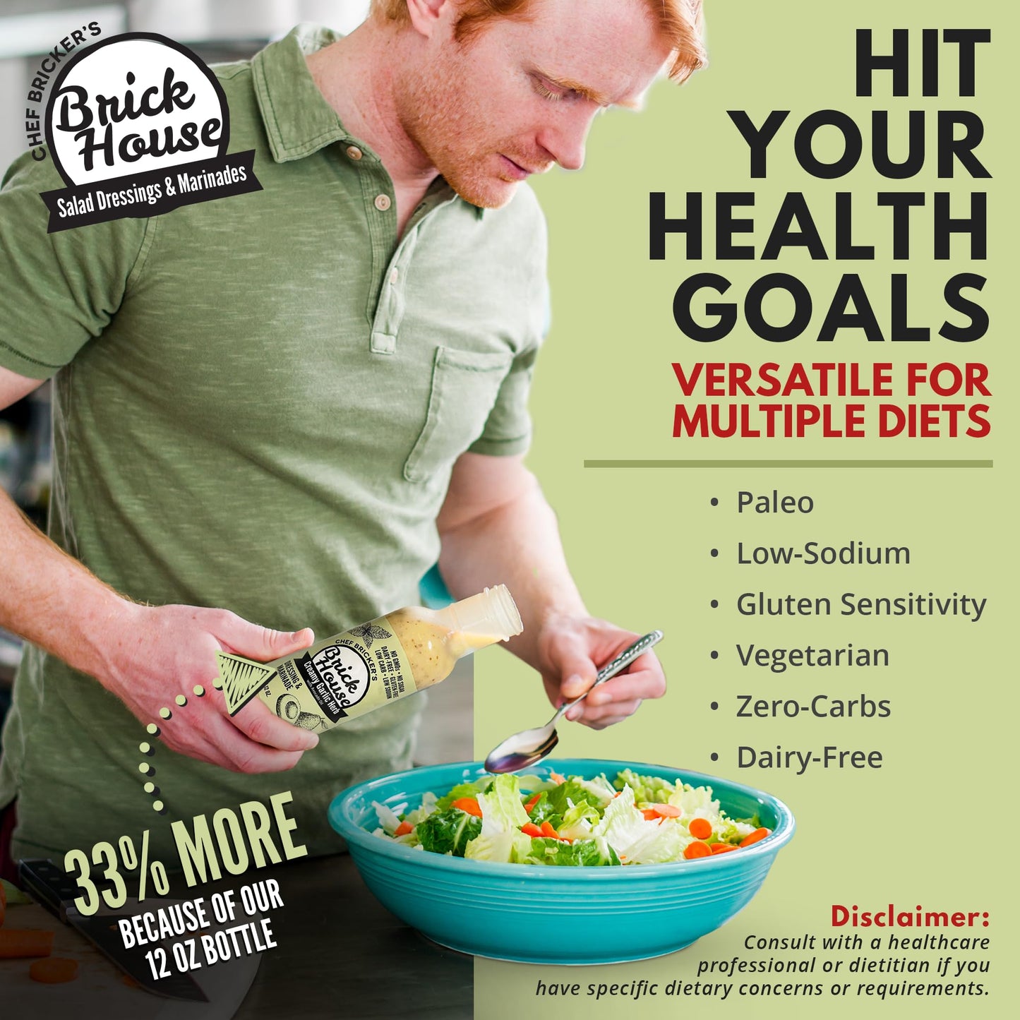 Brick House Creamy Garlic Herb Vinaigrette Dressing, Keto-Friendly, Non-GMO, Low Sodium, 12 Oz
