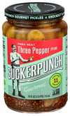 SuckerPunch Gourmet 3-Pepper Fire Pickle Spears 24 Ounce, 2-Pack