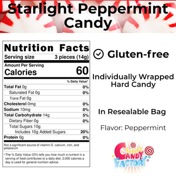 Starlight Peppermint Candy Bulk - 5 Pound - Bulk Candy Peppermint Mints Individually Wrapped - Holiday Mints - Hard Candy Gluten