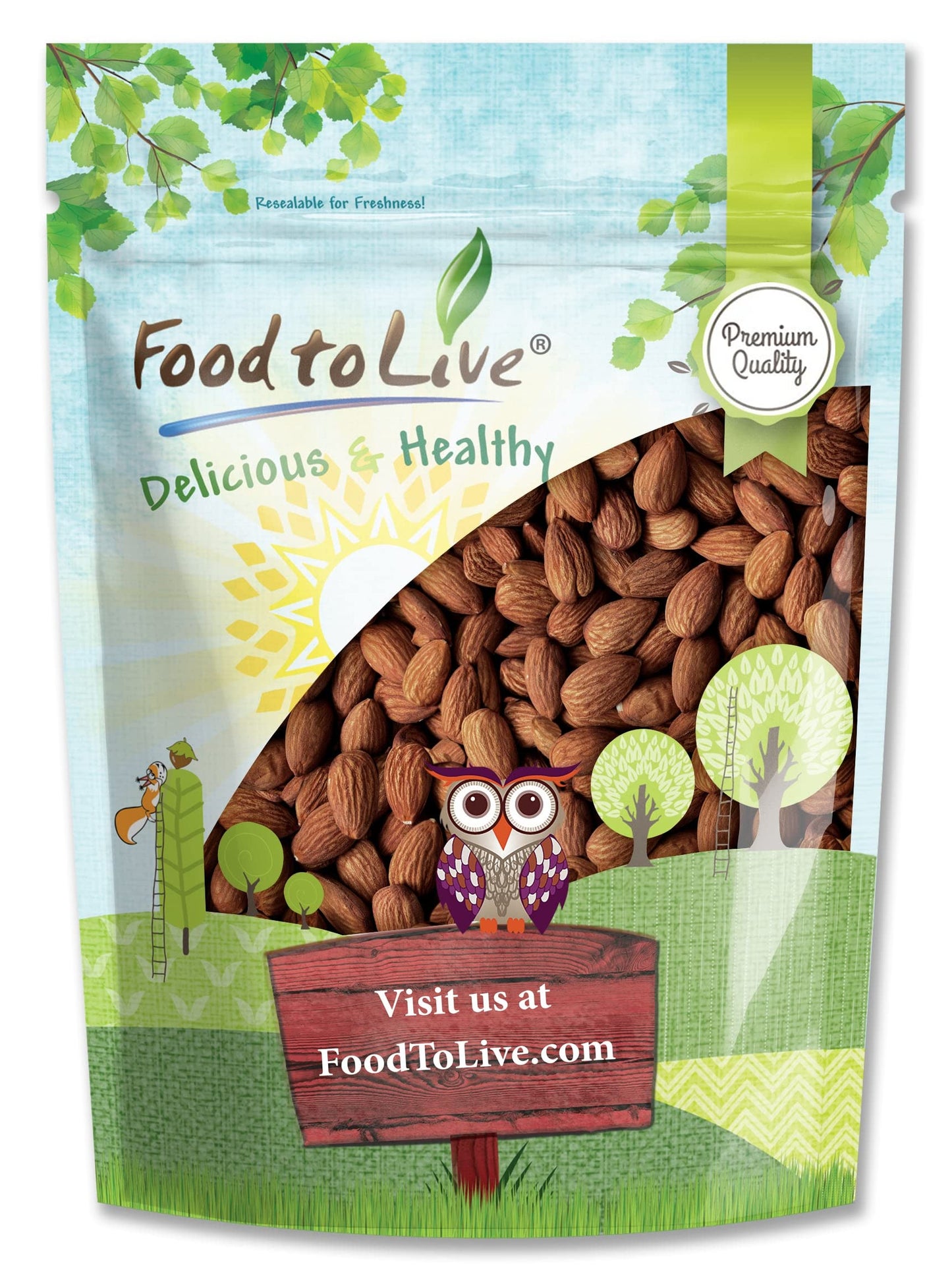 Food To Live Dry Roasted California Almonds, 1 Pound Oven Roasted Whole Nuts, Unsalted, No Oil Added, Vegan, Kosher, Bulk. Good Source Of Protein And Vitamin E. Great Keto-Friendly Snack, Made In Usa