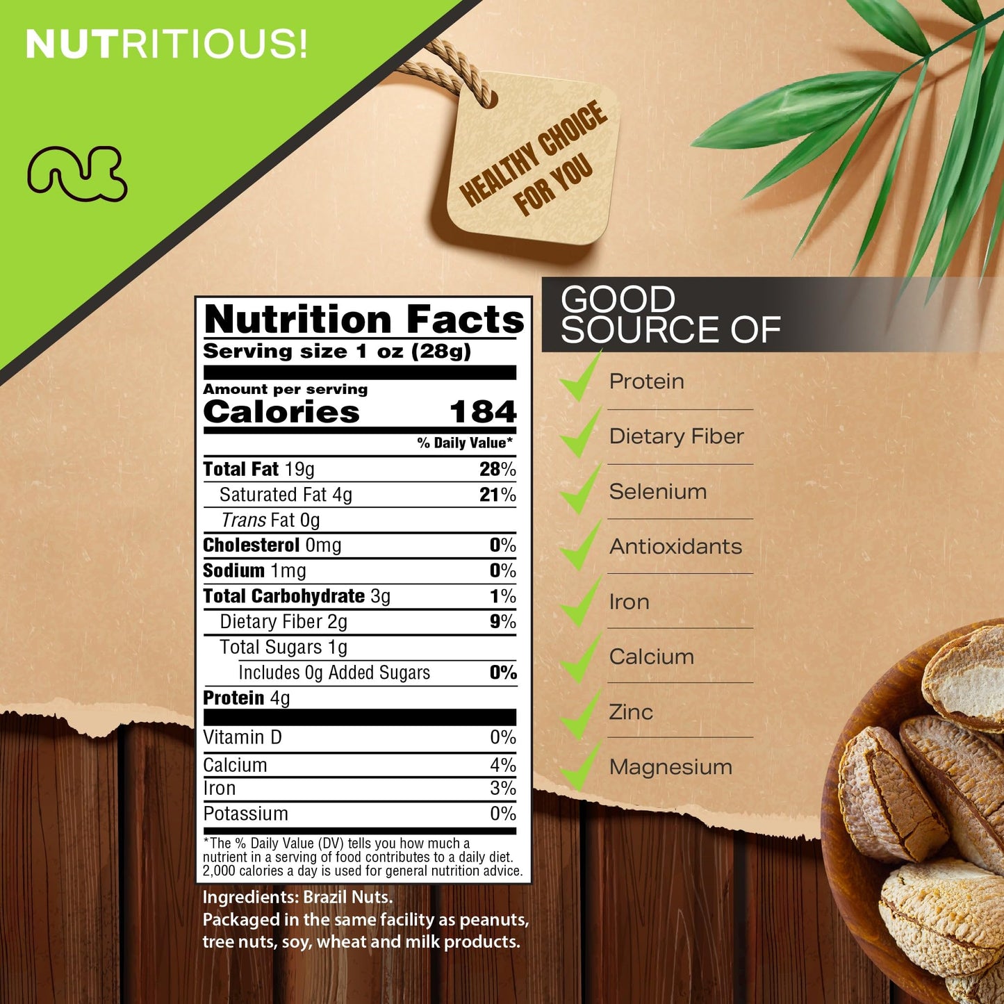 Nut Cravings - Raw Broken Brazil Nuts, Unsalted, No Shell, Whole, (32Oz - 2 Lb) Bulk Nuts Packed Fresh In Resealable Bag - Koshe