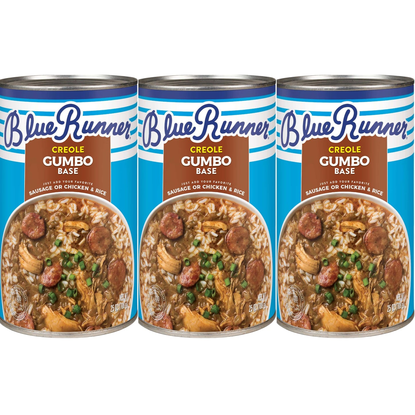 Blue Runner Gumbo Creole Base (Pack of 3) Traditional Louisiana Chicken and Sausage Gumbo Base - Quick and Delicious Meal Soluti