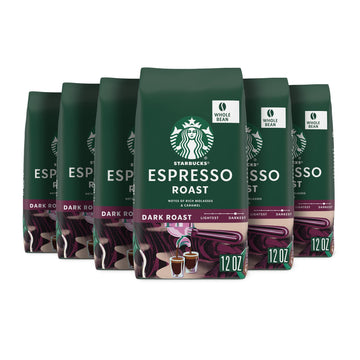 Starbucks Dark Roast Whole Bean Coffee, Espresso Roast, 100% Arabica, 12 oz bags, Pack of 6