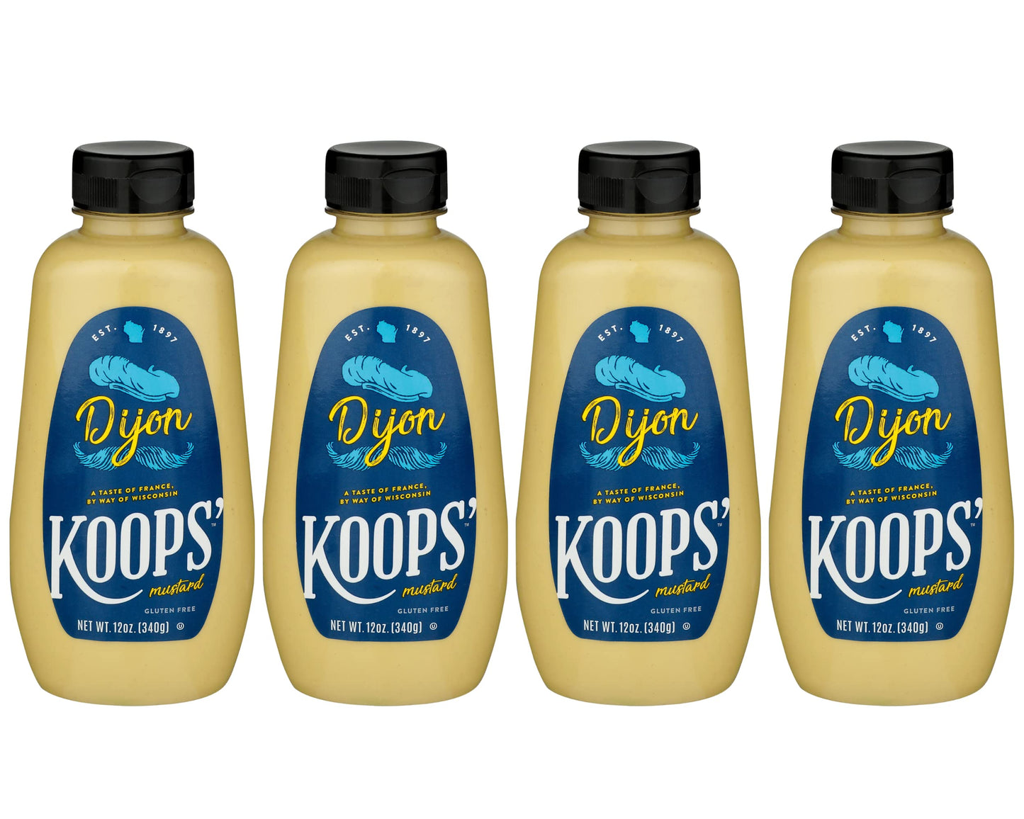 KOOPS Dijon Mustard, Gluten-Free, Non-GMO, Kosher, 12 Oz, Pack of 4