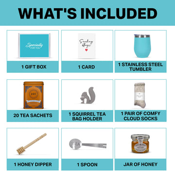 Mothers Day Gifts For Mom Tea Gift Set For Women - Thoughtful Get Well Gift Box With Cozy Socks, Stainless Tumbler, 20 Sachets,