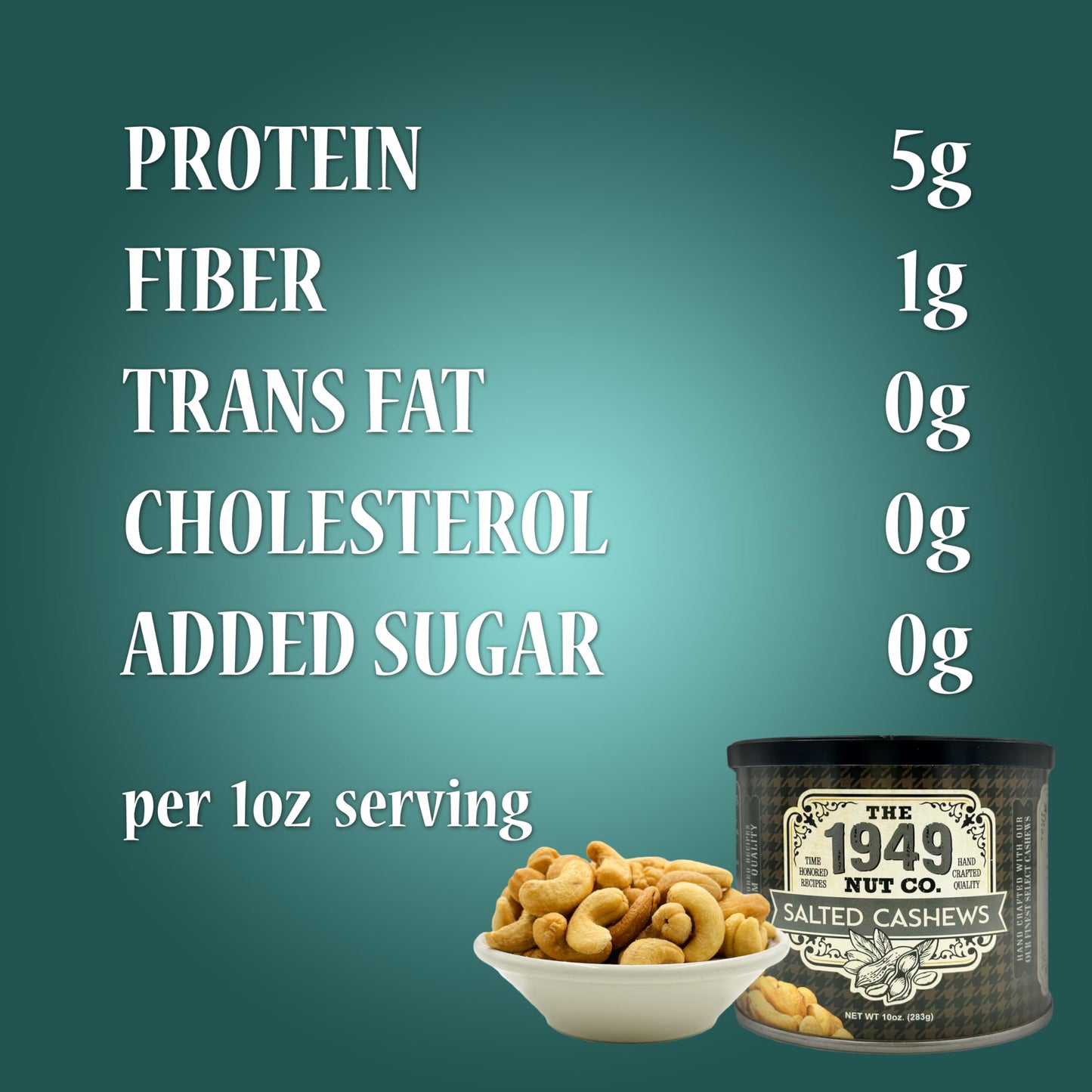 The 1949 Nut Co. Salted Cashews | Oil Roasted Fried with a Unique Crispy Crunch | Extra-Large, Hand-Cooked in the USA with an Ol