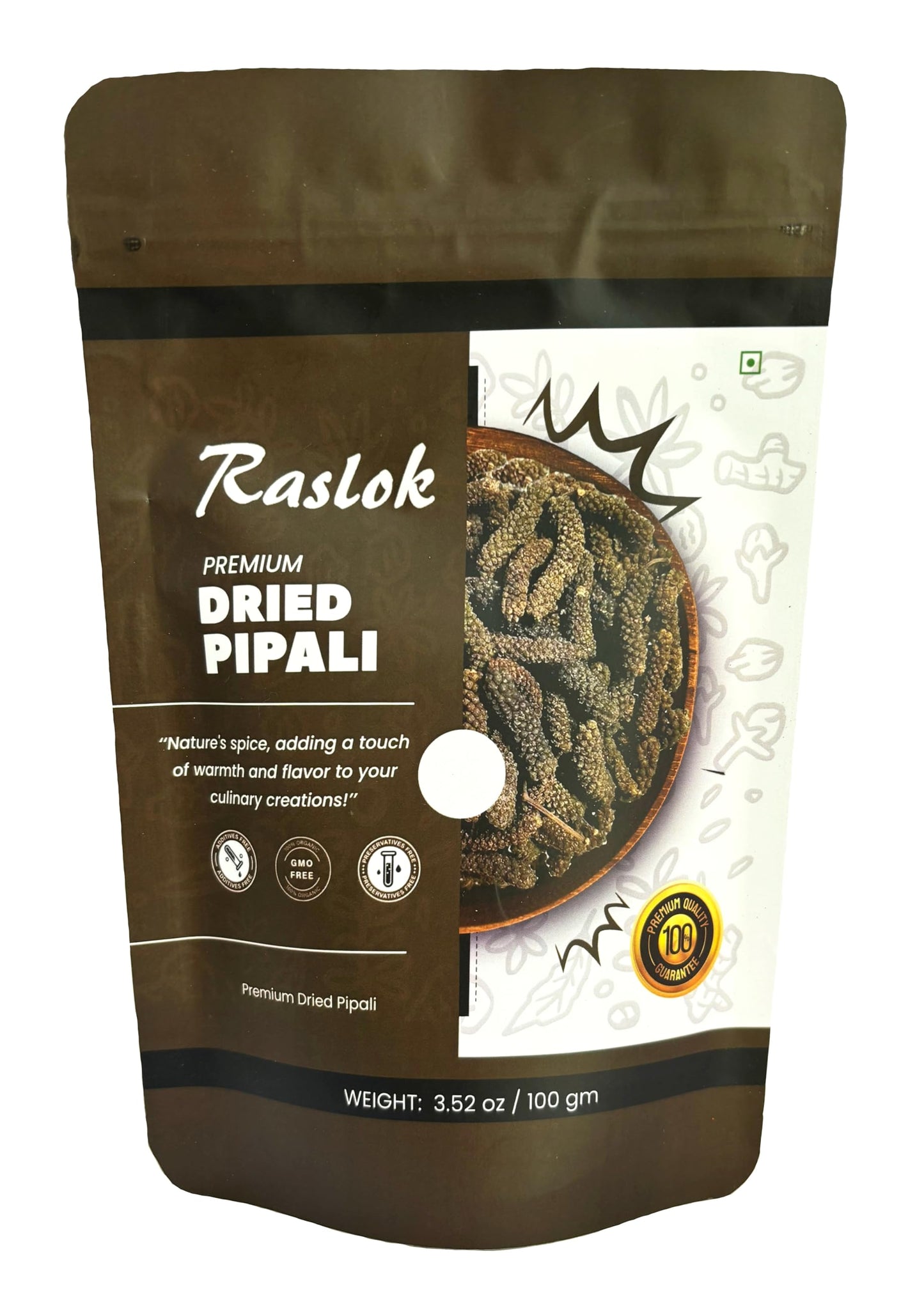 Raslok Dried Pippali Indian Long Pepper Whole | 3.52 oz - 100gm | Pipli Spice Long Pippali Whole | Indian Spices | Organic Whole