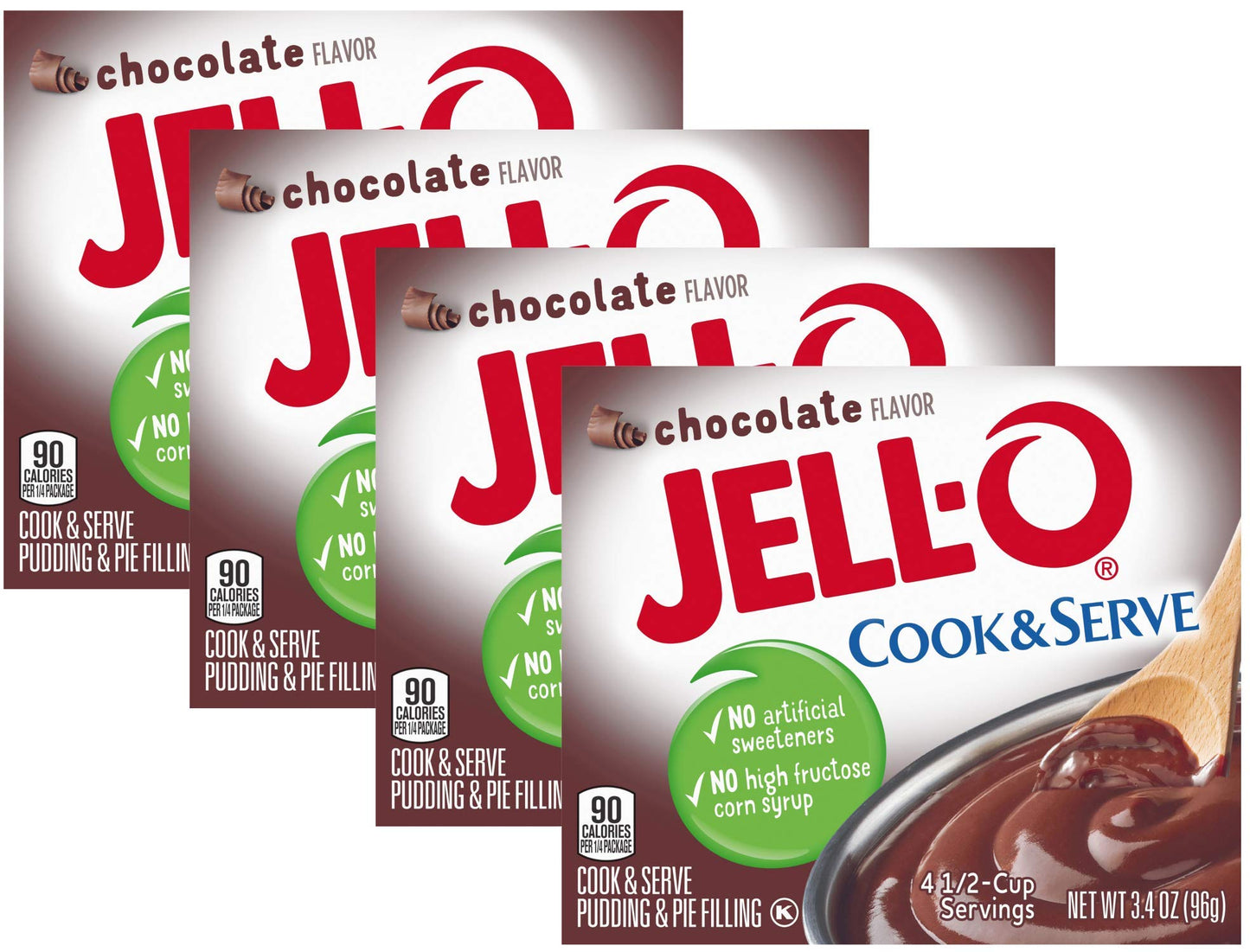 Jell-O Chocolate Cook & Serve Pudding & Pie Filling 3.4 Oz (96G) 4-Pack