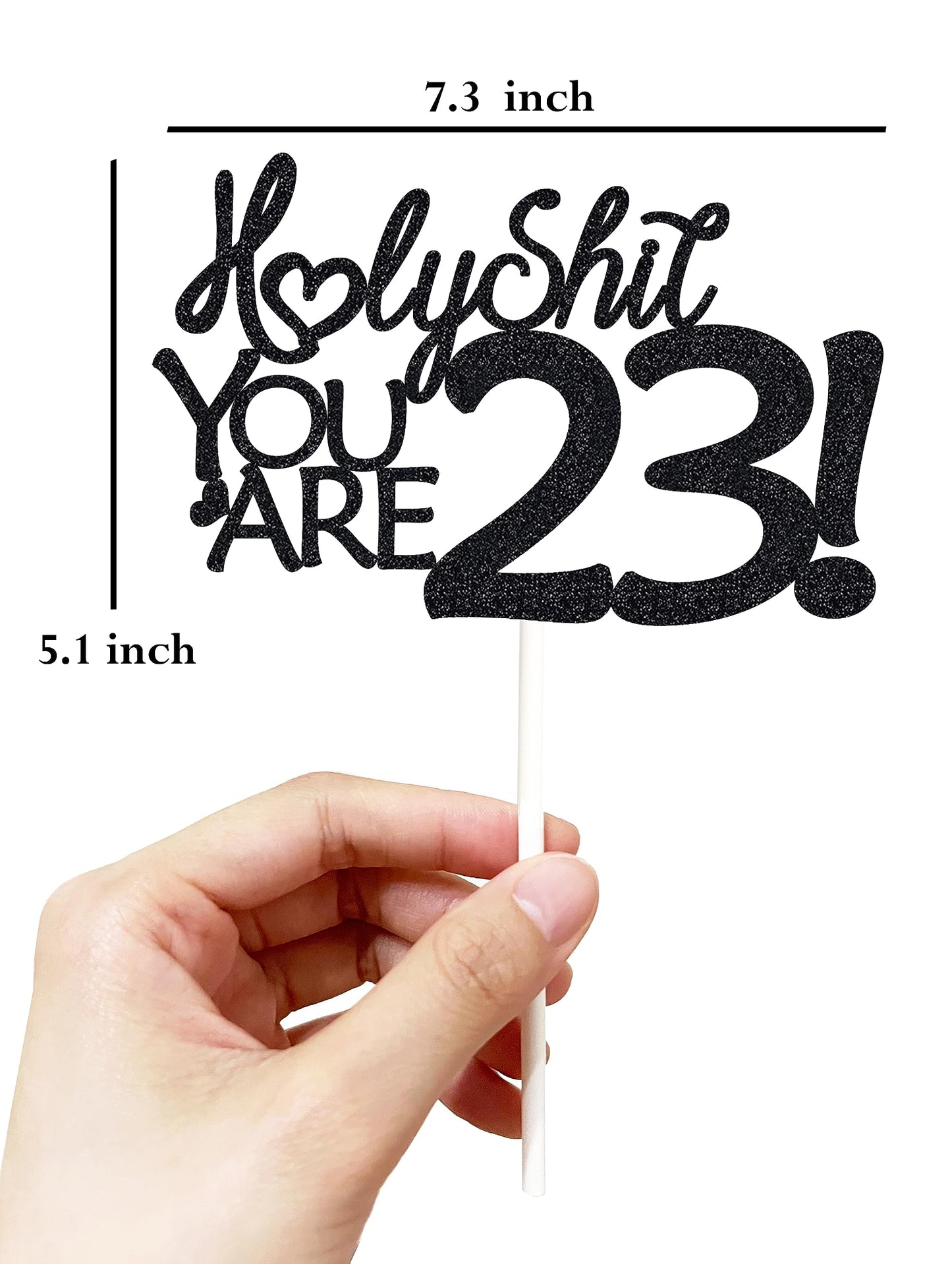 Happy 23Rd Birthday Cake Topper - Black Glitter, Funny Cake Topper For Men & Women, 23Rd Birthday Decorations