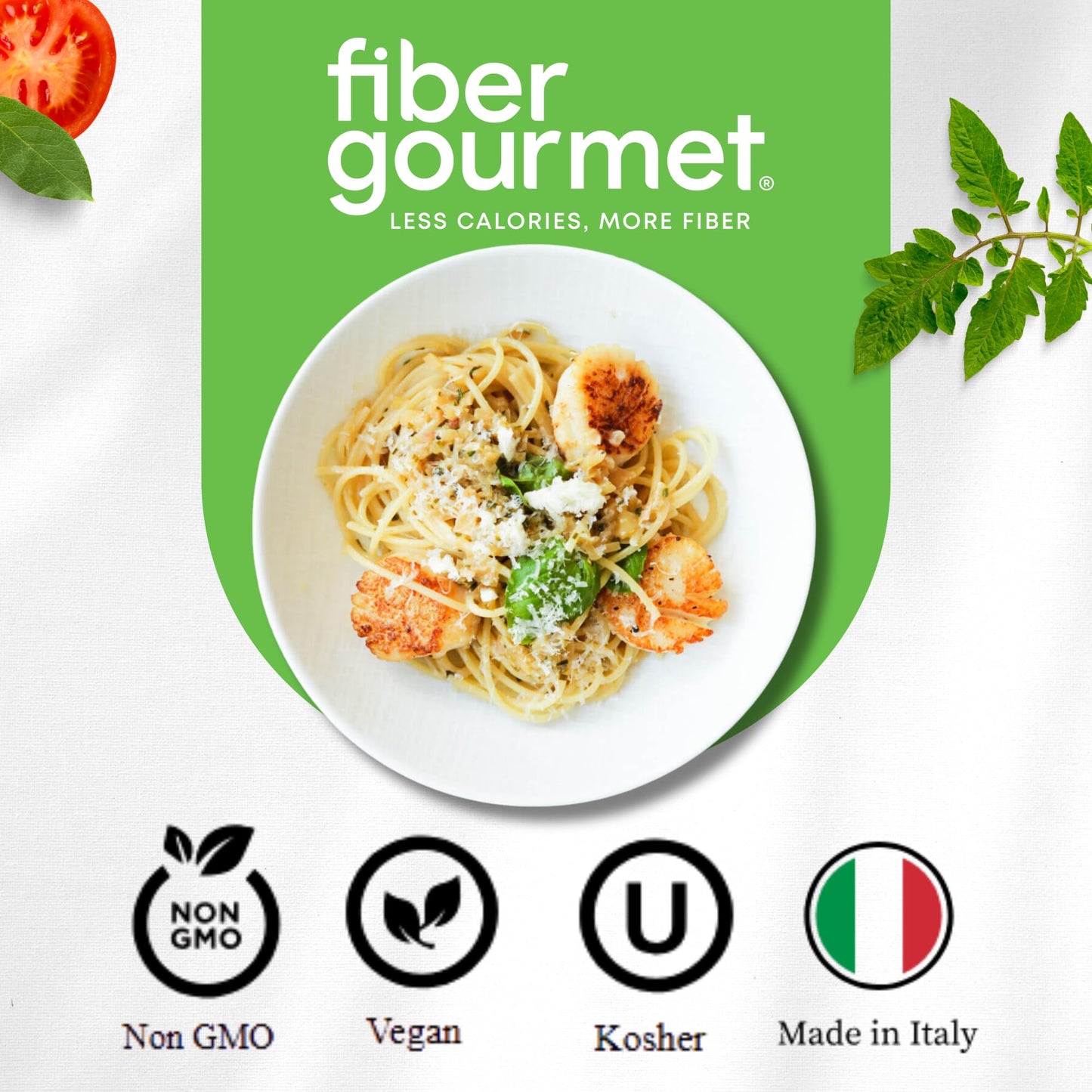 Fiber Gourmet Low Carb Pasta Variety Pack - Spaghetti, Rotini, Penne, Elbows - High Fiber, Keto Friendly, Non-GMO, Vegan, Kosher