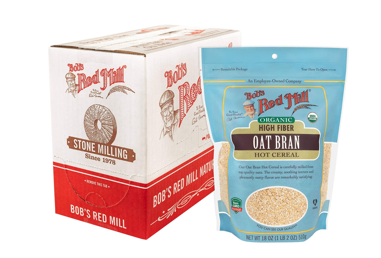 Bob s Red Mill Organic Oat Bran, 18oz (Pack of 4) - Non GMO, Vegan, Kosher