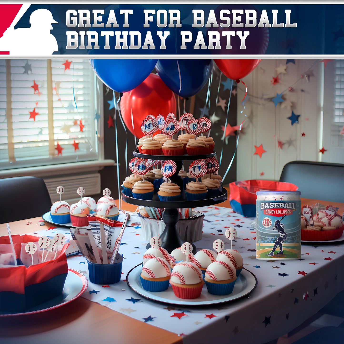 Baseball Lollipops 12Pk- Baseball Sucker Lollipops Baseball Candy As Baseball Party Favors & Baseball Goodie Bags - Baseball Sna