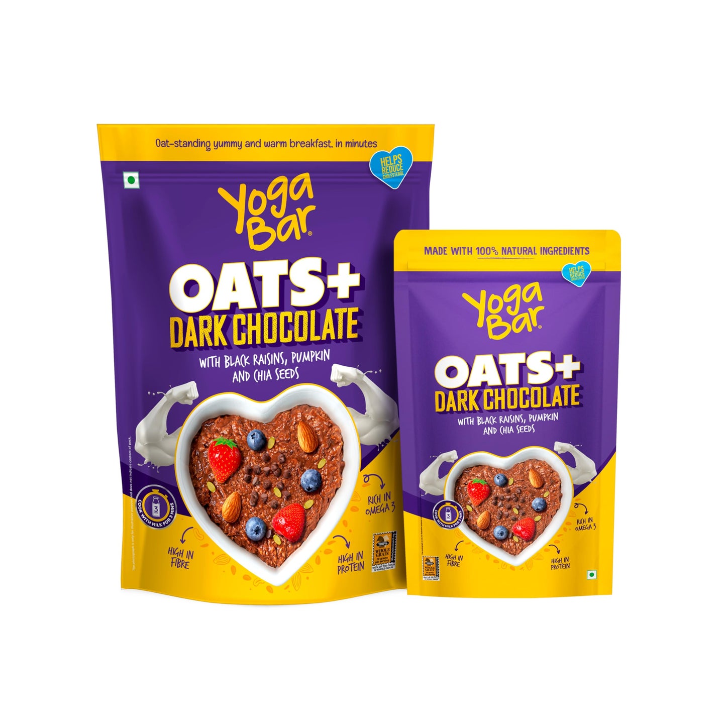 Yogabar Dark Chocolate Oats Combo | Dark Chocolate Oats 1kg | Dark Chocolate Oats 400gm | Gluten Free Whole Oatmeal for Breakfas
