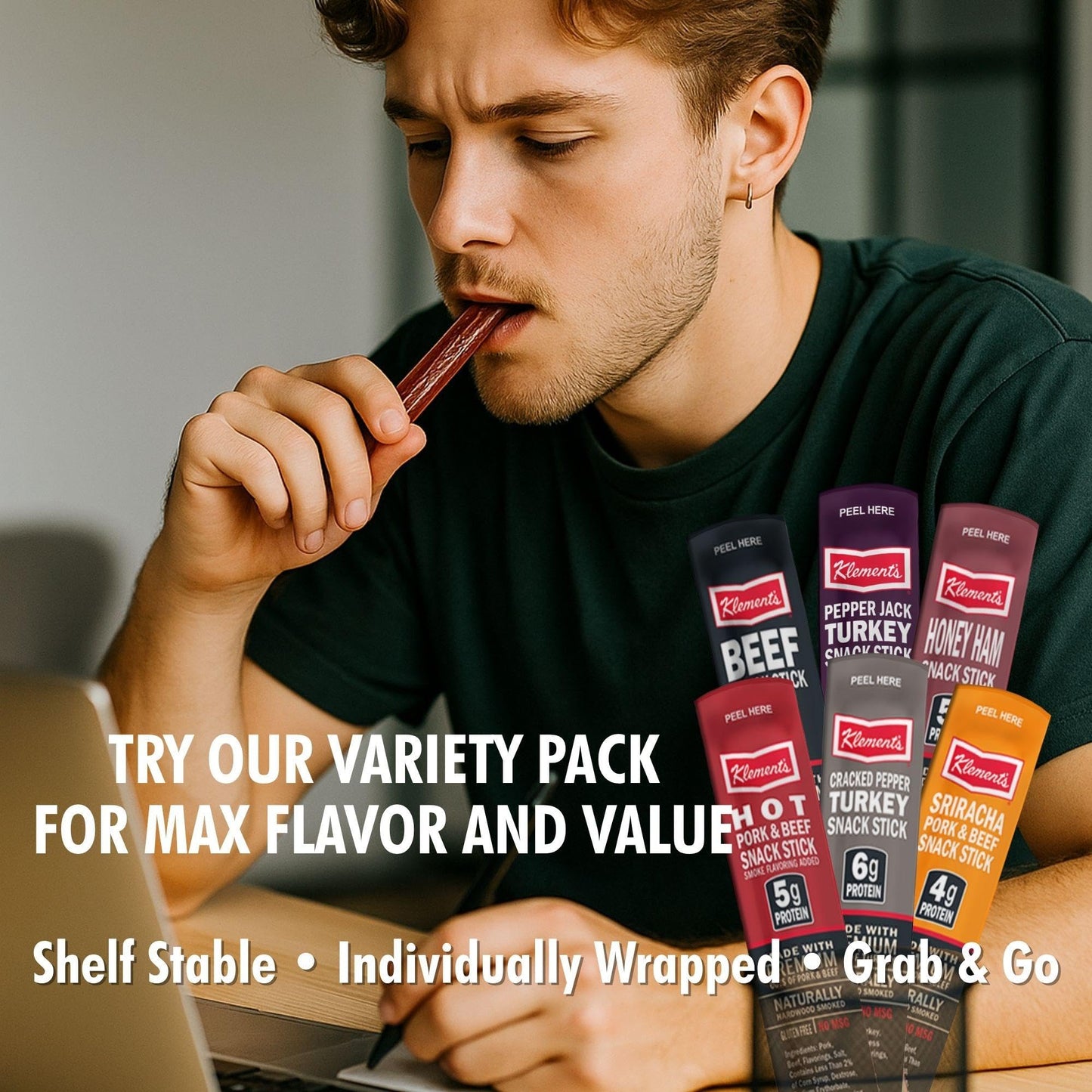 Jerky.Com 100% Original Beef Snack Sticks 10 Pack | Sugar Free, Low Carb, High Protein Keto Snacks | Delicious Gluten Free Beef Jerky Sticks | Gifts For Men
