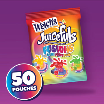 Welchs Fruit Snacks - Juicefuls Fusions, 50ct Snack Box - 0.8oz Snack Packs, 2-in-1 Fruit Snacks, Gluten Free, Natural Colors &