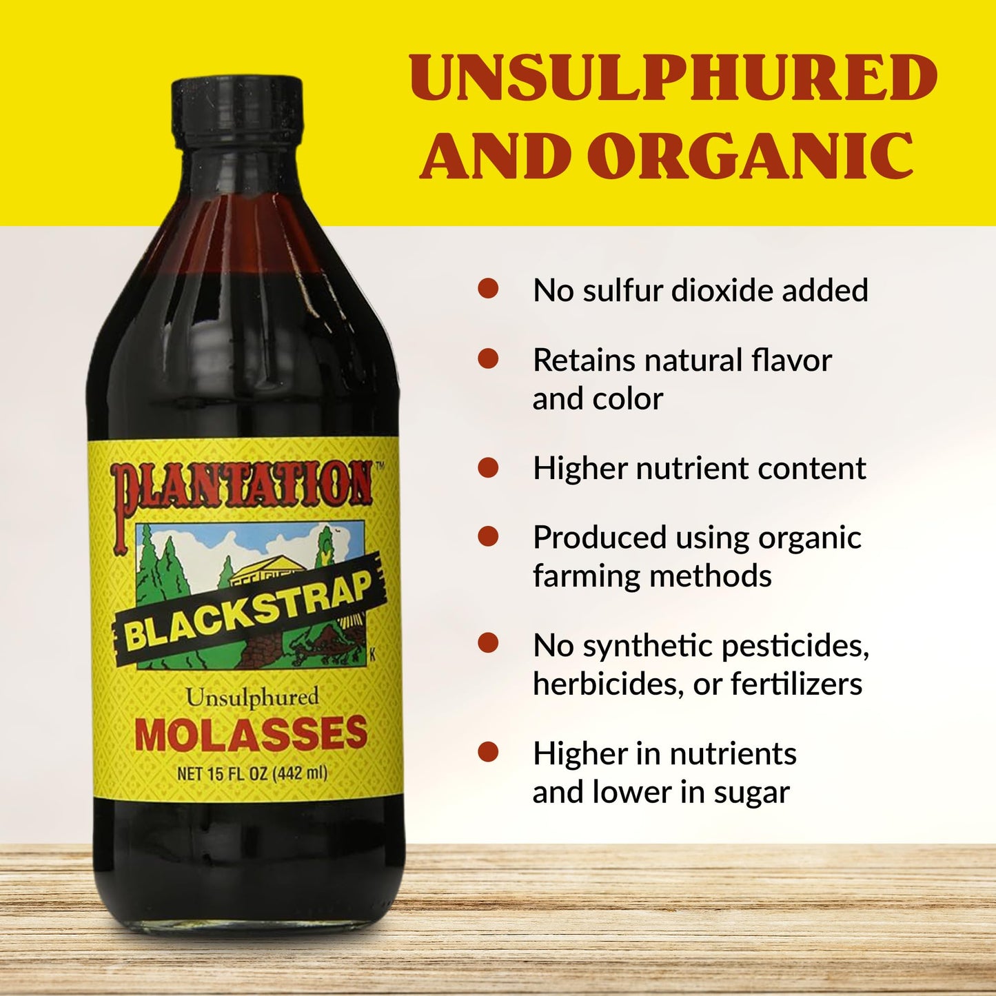 Plantation Blackstrap Molasses, 15 oz Bottle, Pack of 2