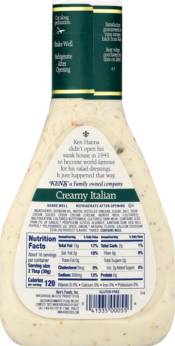Ken'S Steak House Creamy Italian Dressing 16 Ounce (Pack Of 1)