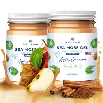 Trueseamoss Wildcrafted Irish Sea Moss Gel - Made With Dried Seaweed & Fresh Sea Vegetables, Seamoss - Made In Usa (Apple/Cinnam