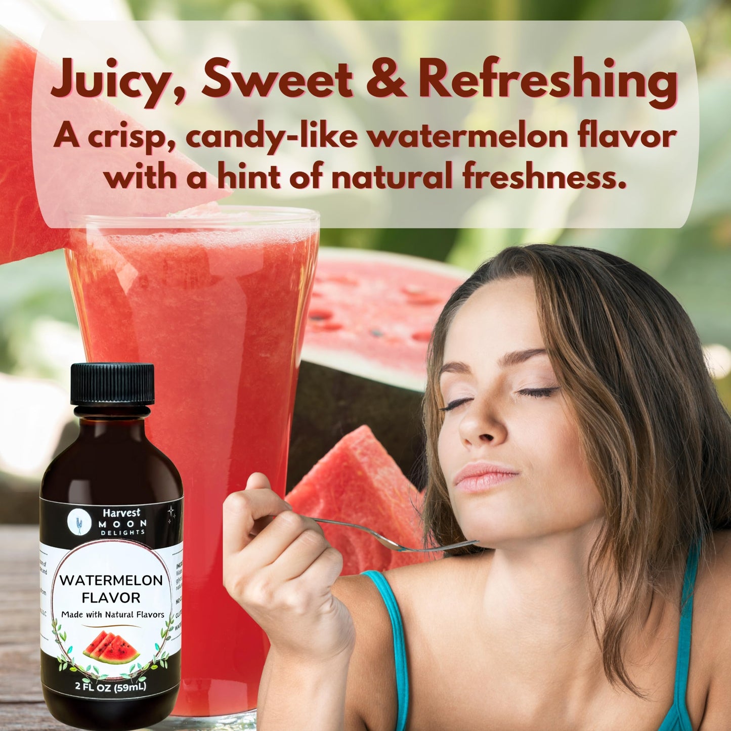 Natural Watermelon Extract - 2 Oz - Water-Soluble - By Harvest Moon Delights - Watermelon Flavoring For Baking, Ice Cream, Drink