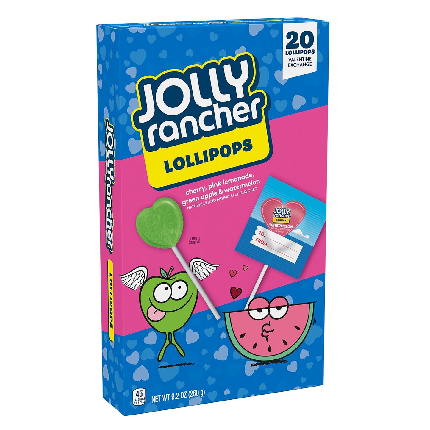 Jolly Rancher Assorted Fruit Flavored, Valentine'S Lollipops Box, 9.2 Oz (20 Pieces)