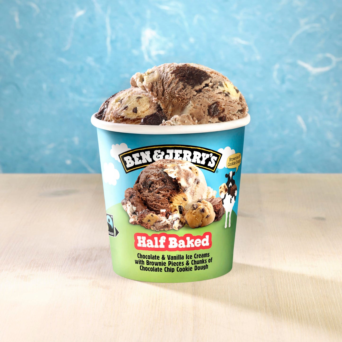 Ben & Jerrys Half Baked Chocolate & Vanilla Ice Cream Pint Non-GMO 16 oz