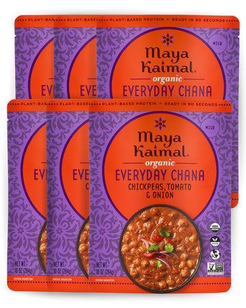 Maya Kaimal Foods - Organic Indian Everyday Chana - 10oz - Fully Cooked with Chickpeas, Tomato & Onion - Vegan - Microwavable -