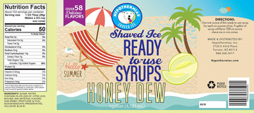 Hypothermias Shaved Ice & Snow Cone Syrup - Gallon (128 Fl. Oz) - Honey Dew - Made With Non-Gmo 100% Pure Cane Sugar, No Corn Sy