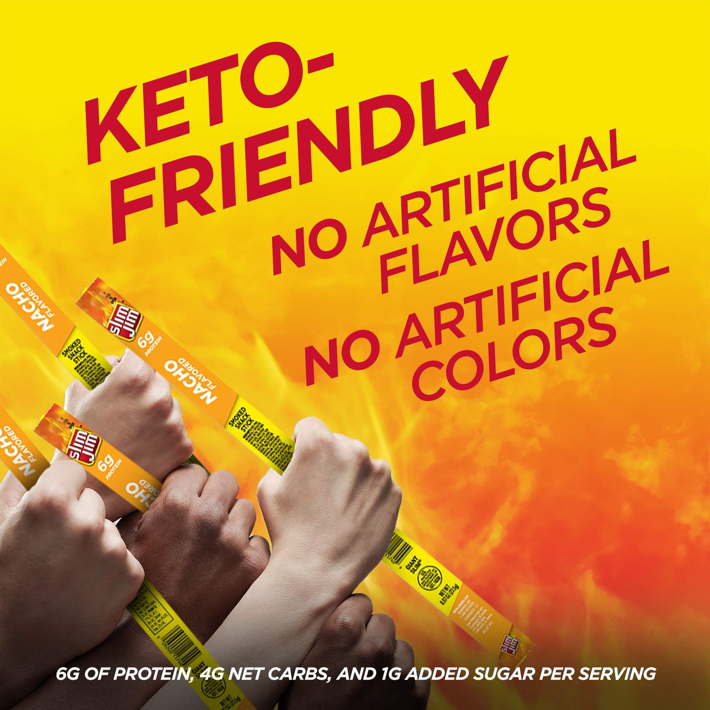 Slim Jim Smoked Meat Sticks, Nacho Flavor, Keto Friendly, 24 Count, 0.97 oz.