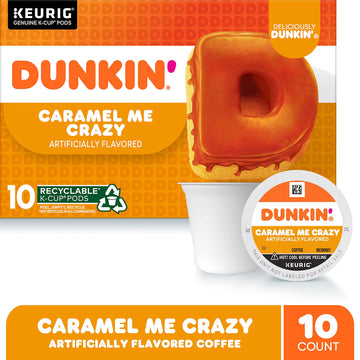 Dunkin' Caramel Me Crazy Flavored Coffee, 10 Keurig K-Cup Pods (Packing May Vary)