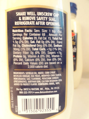 Dietz & Watson Horseradish Sauce 12 Oz 2 Bottles