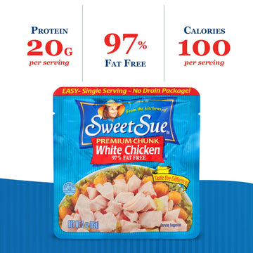 Sweet Sue Premium Chicken Breast - 20g Protein, 97% Fat Free, Gluten Free, Keto Friendly - 3 Ounce (Pack of 1)