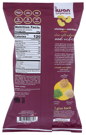 Iwon Organics Organic Caramelized Onion Protein Puffs, 5 OZ