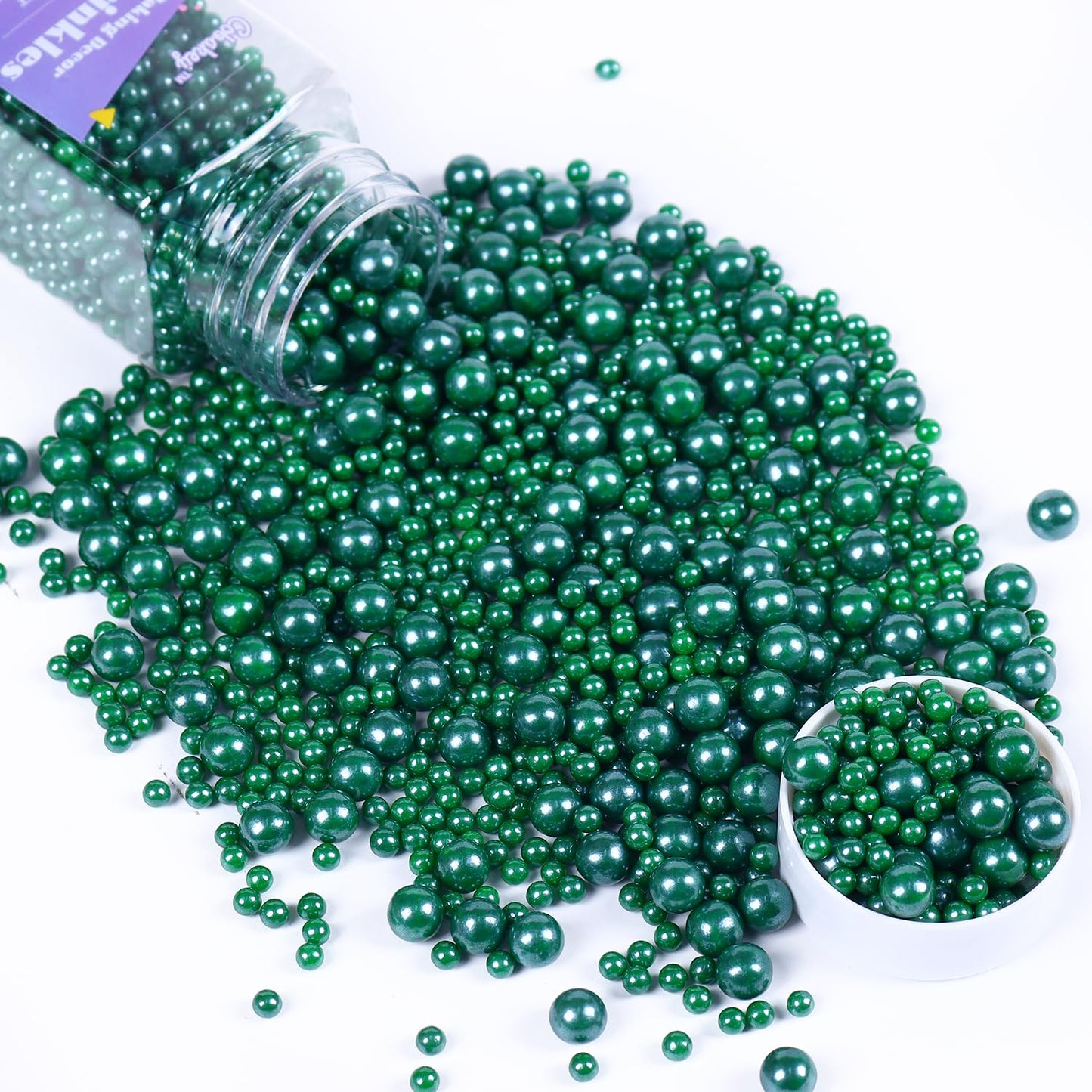 Cobakey Dark Green Sprinkles For Cake Decorations 3.52 Ounce Edible Pearl Sugar Sprinkles For Cupcake Toppers Wedding Party Vale