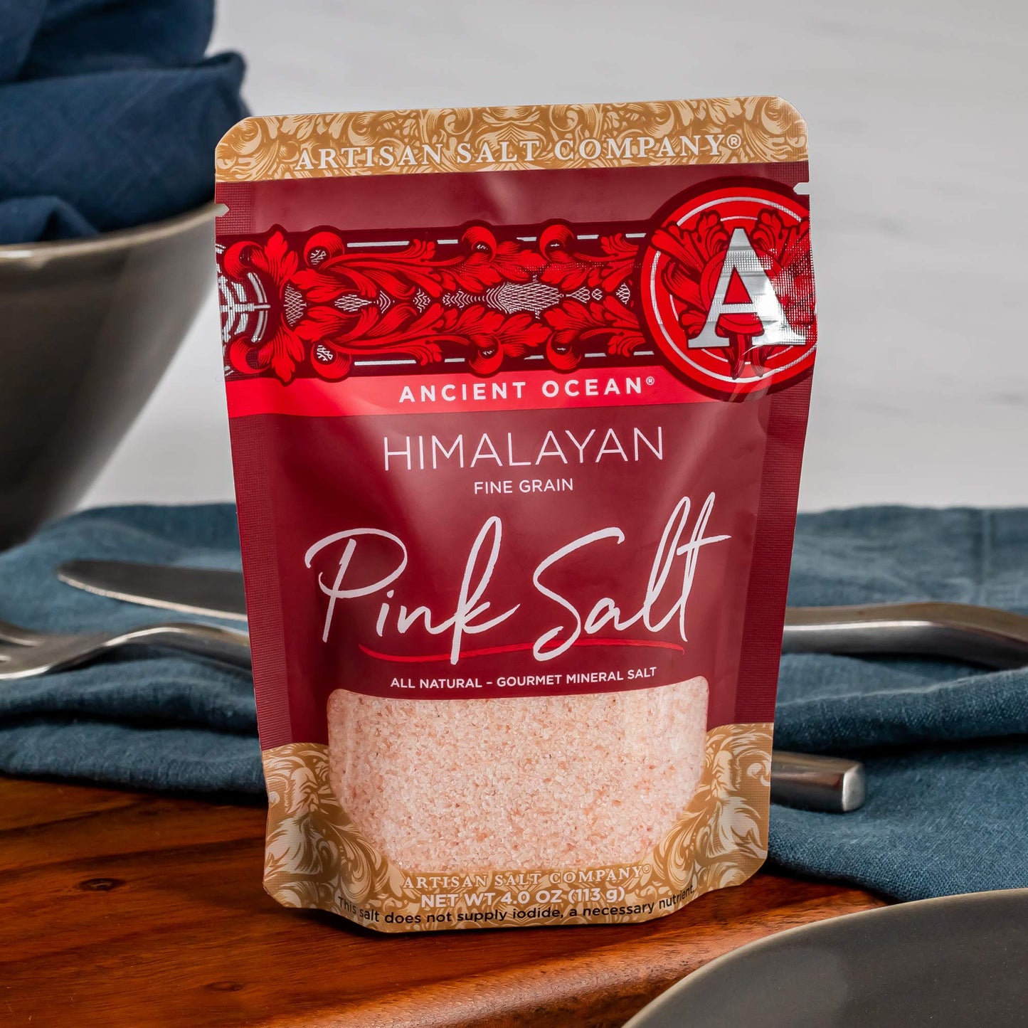 SaltWorks Himalayan Pink Salt, Fine, 4 Ounce Zip-Top Pouch, White and Pink to Dark Red