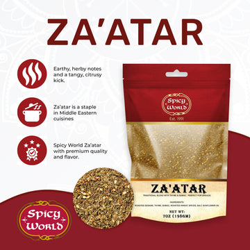 Spicy World Zaatar 7 Ounce LARgE Bag Traditional Middle Eastern Zatar Spice Blend with Thyme & Sumac Zaatar Seasoning
